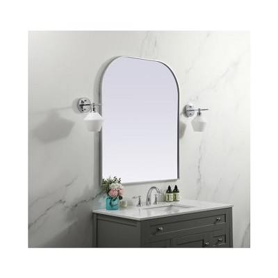 Silver Arch Metal Frame Bathroom Mirror, 36 x 42 Inch