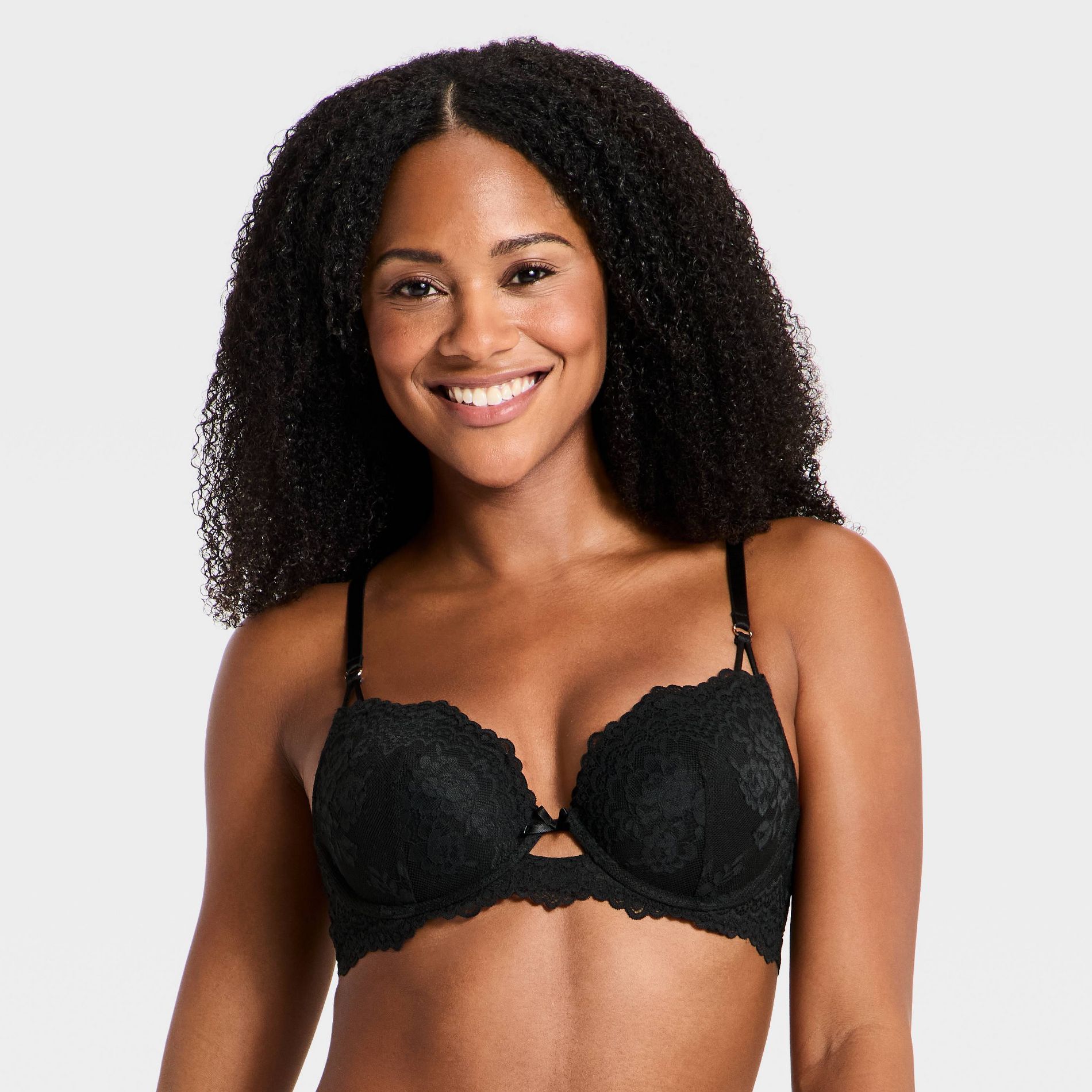 Women's Antique Rose Lace Push-Up Plunge Bra - Auden™ Black 32D