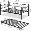 Twin Metal Daybed with Floral Headboard, Modern Sofa Bed Frame with Heavy-Duty Steel Slats, No Box Spring, for Living/Guest Room - 4 of 4