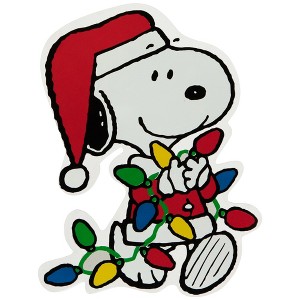Northlight Peanuts Snoopy Gathers the Lights Double Sided Christmas Window Cling Decoration - 1 of 4