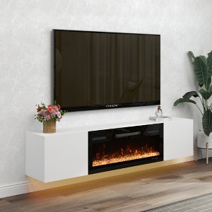 Real Relax 70 in. Floating TV Stand with Electric Fireplace and LED Lights for TVs up to 80 in. Entertainment Center - 1 of 4
