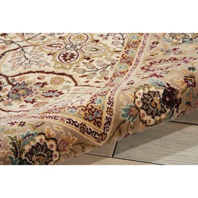 Ivory Floral Rectangular Synthetic Area Rug 45" x 7"