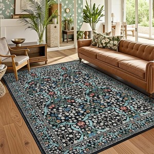 TackView Washable Kitchen Runner Rug, Floral 2x6 Rug for Hallway Non Slip Stain Resistant, Ultra-Thin Boho Soft Hallway Rug - 1 of 4