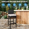Two sets of outdoor bar stools, wicker patio stools and rattan bar chairs (without armrests), outdoor bar chairs with soft seat cushions. - 4 of 4