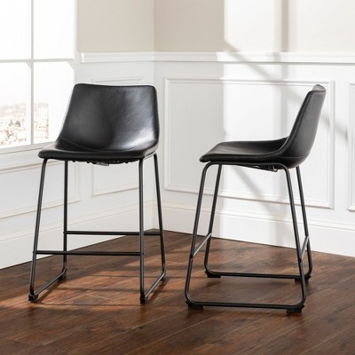 NicBex Dining Chairs Set of 2 Faux Leather Barstools Chairs for Dining Table with Metal Legs Suitable for Kitchen, Home Bar
