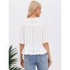 INSPIRE CHIC Women's Boho Tie Neck Eyelet Embroidery Half Sleeves Ruffle Hem Fall Peplum Blouse - 3 of 4