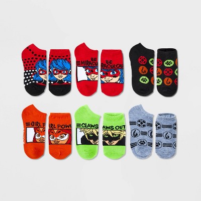 Miraculous Ladybug Cat Noir Boys' Socks - 3 Pack (Yellow/Green/Gray)
