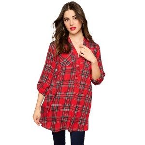 Roaman's Plaid Henley Tunic - 1 of 3