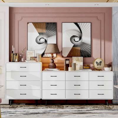 FUFU&GAGA White Rounded - corner Drawer Cabinets: Flexible Combinations, Ample Storage for Home