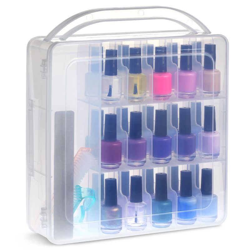 Glamlily Clear Nail Polish Organizer Case, Storage Holder for 30 Bottles and Tools (11.8 x 11.2 x 3.15 In), 1 of 10