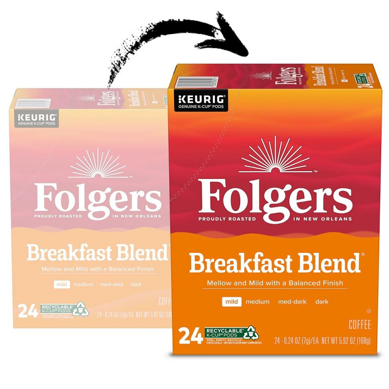Folgers Breakfast Blend Coffee Mild Roast Keurig K-Cup Pods - 24ct, 5 of 14