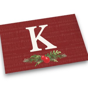 Personalization Mall Nostalgic Noel Burgundy Doormat, 18 x 27 - 1 of 1
