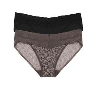 Natori Women's Bliss Perfection One Size V-Kini 2-Pack 756092P2, Chrome Python Print/Black, OS - 1 of 3