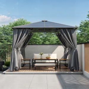VYNXARIA 10*10 Outdoor Gazebo with Polycarbonate Roof, Patio Gazebo with Aluminum Frame,Mosquito Netting and Privacy Screens for Shade and Rain,Gray - 1 of 4