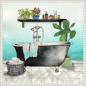 Amanti Art Plant House Bath Square I by Elizabeth Medley Framed Canvas Wall Art - 1 of 4