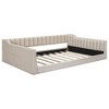 CAVINAS Twin/Full Size Pine Wood Velvet Upholstered Daybed Bed Frame with Side Storage pocket,No Box Spring Needed - 4 of 4