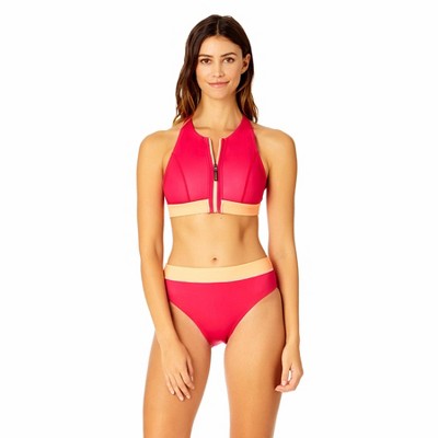 Coppersuit Women's Colorblock Zip Longline Bra Swim Top-pink Posey, Xl :  Target