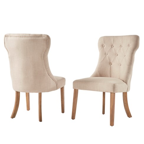 Cream button best sale dining chairs