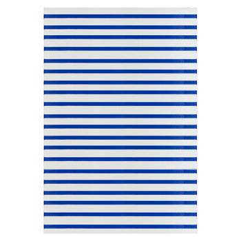 Northlight 4' x 6' Blue and White Striped Rectangular Outdoor Area Rug