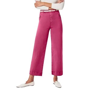 Coolmee Women's High Waisted Cropped Wide Leg Stretchy Straight Pants Trousers with Pockets - 1 of 4