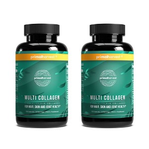 Primal Harvest Multi Collagen Pills for Women and Men (Type I, II, III, V, X)  w/Vitamin C for Hair, Skin, Nails 2 Pack - 1 of 4