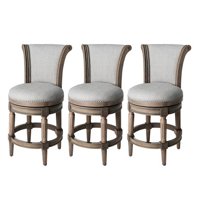 Maven Lane Pullman Swivel Upholstered Kitchen Stool, Set of 3
