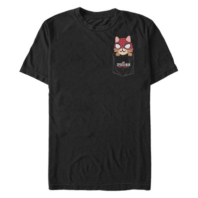 Men's Marvel: Spider-Man: Miles Morales Hero Cat Faux Pocket  T-Shirt - Black - 3X Large