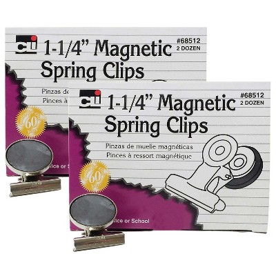 Magnetic Spring Clips 1/1-4" Silver 24 Per Box 2 Boxes CHL68512-2