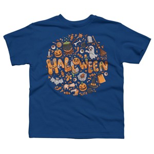 Boy's Design By Humans happy halloween greeting holiday illustration By ghinan T-Shirt - 1 of 2