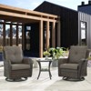 POCASSY 3PCS Patio Furniture Set with Swivel Chairs, All Weather Brown Wicker Bistro Set Outdoor Swivel Rocker Set of 2 with Side Table - 2 of 4