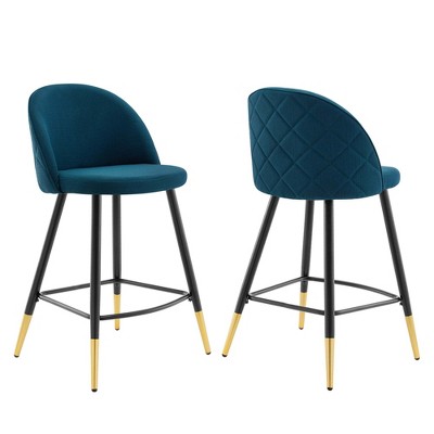 Modway Cordial Fabric Counter Stools - Set of 2 - Polyester Fabric Upholstery , Seat board 25mmT plywood board,foam density 20kg/m3, 100% polyester,