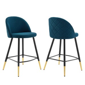 Modway Cordial Fabric Counter Stools - Set of 2 - Polyester Fabric Upholstery , Seat board 25mmT plywood board,foam density 20kg/m3, 100% polyester, - 1 of 4