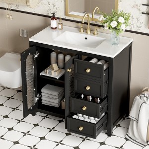 TIRAMISUBEST 36'' Bathroom Vanity with Ceramic Sink, Freestanding Bathroom Vanity Cabinet with 2 Soft Close Doors, Adjustable Shelves and 3 Drawers - 1 of 4