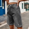 Women's Summer Long Jeans Shorts High Rise Loose-Fit Wide Leg Denim Shorts Stretchy Dad Y2K Shorts with Pockets - 4 of 4