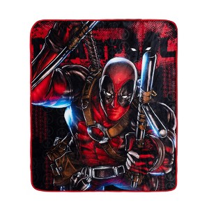 Silver Buffalo Marvel Comics Deadpool Batons Raschel Throw Blanket | 50 x 60 Inches - 1 of 4