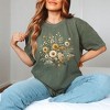 Simply Sage Market Women's Cream and Gold Bouquet Short Sleeve Garment Dyed Tee - 2 of 2