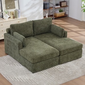 Hrinhom 63.4"W Sofa Bed,Upholstered Chaise Lounge with Cushions-Green - 1 of 4