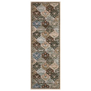 Washable Non Slip Floral Print Vintage Area Rugs for Living Room Bedroom, Soft Low Pile Dining Room Carpet for Home Office - 1 of 4