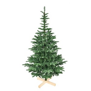 Gulches Green PreLit LED Flocked Full Artificial Christmas Tree Fir Artificial Christmas Tree with Steady Warm White Clear with Wooden Base - 1 of 4