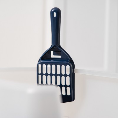 Navy High-Sided Open-Top Cat Litter Box with Scoop