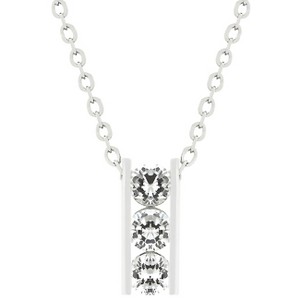 Slickblue Classic Triplet Cubic Zirconia Pendant, 0.87 ct, Rhodium-Plated, 16 Inch Link Chain, Women's Jewelry - 1 of 3