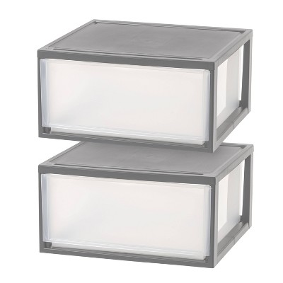 Iris USA 2Pack 47QT Extra Large Stackable Plastic Storage Drawers, White