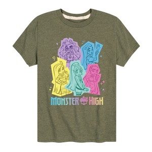 Boys' - Monster High - Pastel Character Group Short Sleeve Graphic T-Shirt - 1 of 4