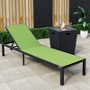 LeisureMod Marlin Modern Outdoor Patio Chaise Lounge Chair in Black Aluminum Frame with Square Fire Pit Side Table - 2 of 4