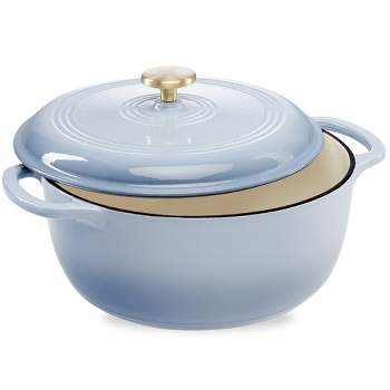 Lodge Enamelware 6 qt. Round Cast Iron Dutch Oven in Midnight with Lid  EC6D18 - The Home Depot