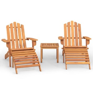 vidaXL 3 Piece Adirondack Style Patio Lounge Set in Solid Acacia Wood with Ergonomic Design, Foldable Chairs & Practical Coffee Table - Brown - 1 of 4