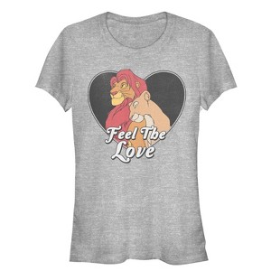 Juniors Womens Lion King Simba and Nala Valentine Feel the Love T-Shirt - 1 of 3