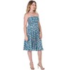 24seven Comfort Apparel Petite Teal Floral Strapless Tube Top Flowy Knee Length Dress - 2 of 4