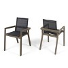 VYNXARIA Acacia Wood and Mesh Outdoor Dining Chairs ,Set of 2,Stylish Gray Mesh Seating with Teak Finish,Durable and Comfortable for Al Fresco Dining - 4 of 4