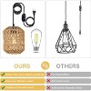 DOMETOUR Plug in Rattan Pendant Light with LED Bulb, 16ft Dimmable Cord, Boho Wicker Hanging Lamp for Bedroom Hallway Foyer - 3 of 4